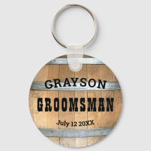 Groomsman Rustic Whiskey Barrel Keychain