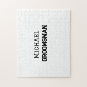 Groomsman simple minimal add name modern masculine jigsaw puzzle