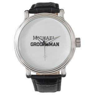 Groomsman simple minimal add name modern masculine watch