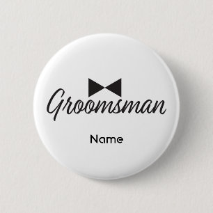 Groomsman text and Bow tie 6 Cm Round Badge