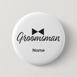 Groomsman text and Bow tie 6 Cm Round Badge