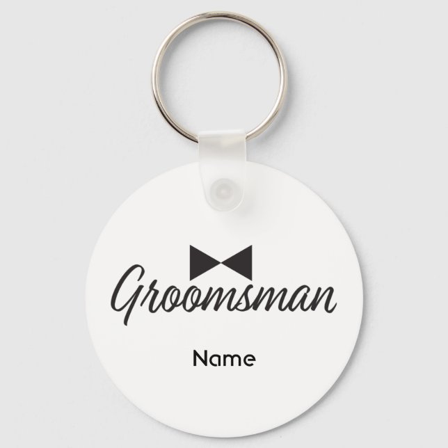 Groomsman text and Bow tie Key Ring (Front)