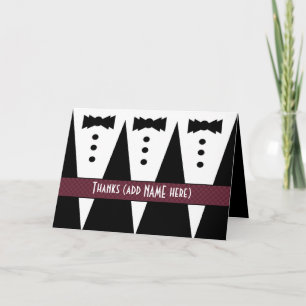 Groomsman Thank You - Three Tuxedos - Customisable Card