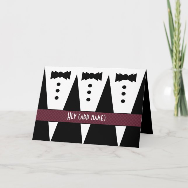 Groomsman Thank You - Three Tuxedos - FUNNY (Front)