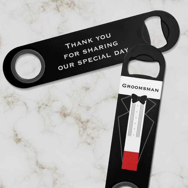 Groomsman Thank You Tuxedo Wedding Bottle Opener (A Tuxedo Wedding Bottle Opener for your Groomsman)