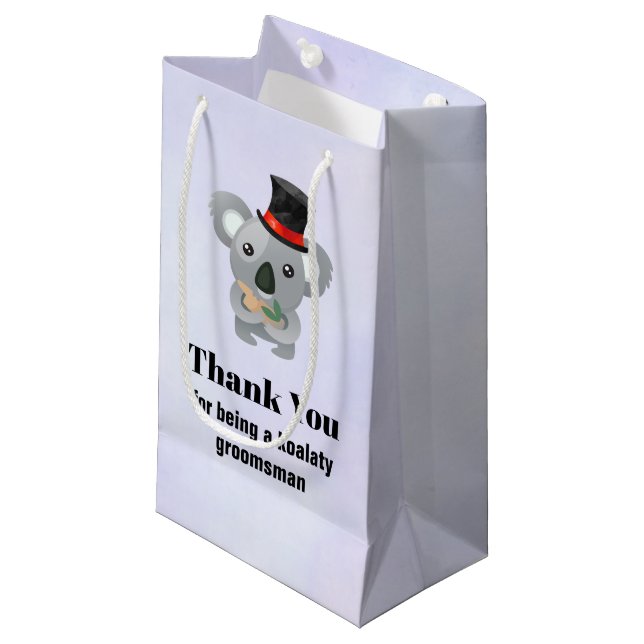 Groomsman Thank You with Koala Pun Small Gift Bag (Front Angled)