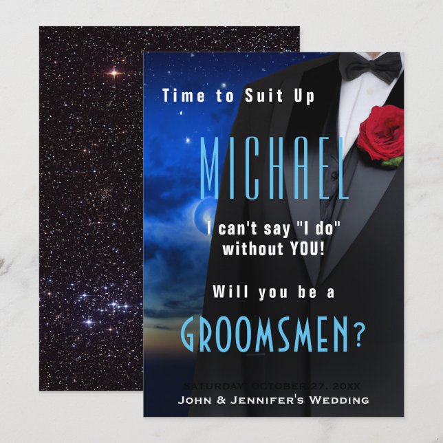 Groomsman Tuxedo Invitation Suit Up (Front/Back)