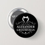 Groomsman Tuxedo Tie Black 6 Cm Round Badge<br><div class="desc">Wedding Groomsman Tuxedo Tie Black Pin Button</div>