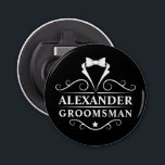 Groomsman Tuxedo Tie Black Bottle Opener<br><div class="desc">Wedding Groomsman Tuxedo Tie Black Bottle Opener</div>