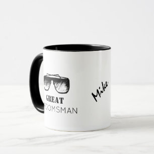 Groomsman Typography Name Black Googles Wedding Mug