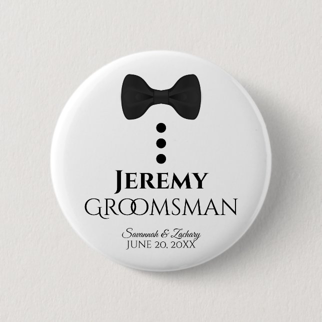 Groomsman Wedding Button Name Tag (Front)