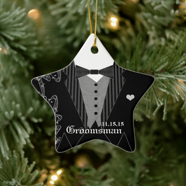 Groomsman Wedding Christmas Favour Ornament (Tree)