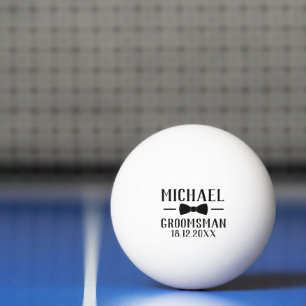 Groomsman Wedding Favor with Custom Name and Date Ping Pong Ball