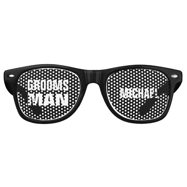 GROOMSMAN Wedding Favour Black and White A08 Retro Sunglasses (Front)
