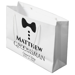 Groomsman Wedding Gift Bag with Black Tie - Large