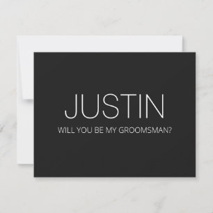 Groomsman Wedding Modern Black/White Proposal Card