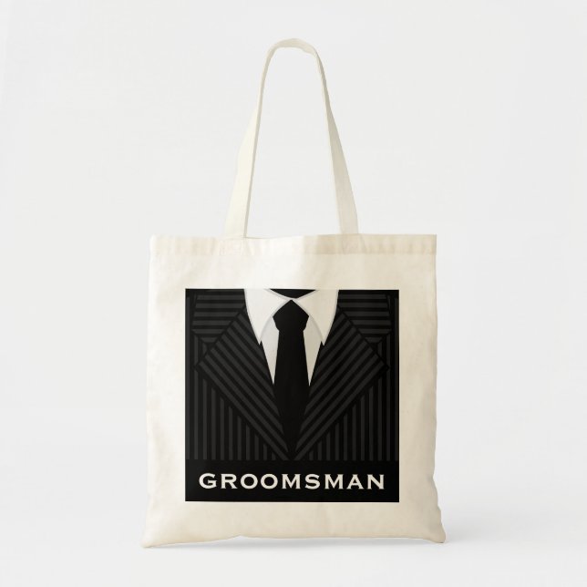 Groomsman Wedding Party Attendant Budget Tote Bags (Front)