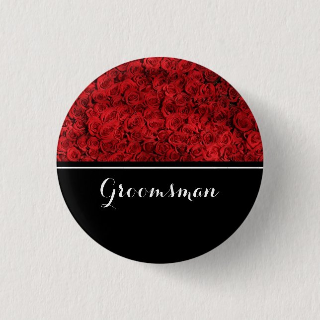 Groomsman Wedding Red Roses 3 Cm Round Badge (Front)