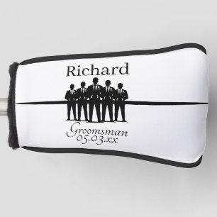 Groomsman Wedding Squad Suited Silhouette Name Golf Head Cover