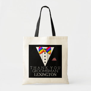 Groomsman Wedding Thank You Rainbow Tuxedo Tote Bag