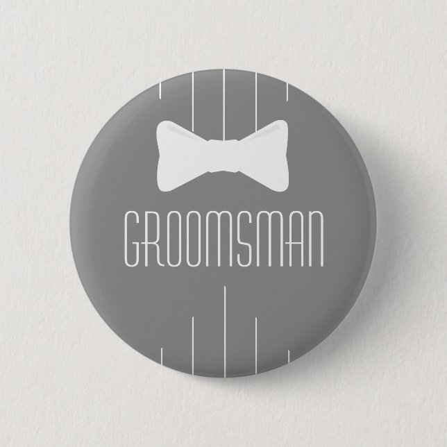 Groomsman White Bowtie 2 6 Cm Round Badge (Front)