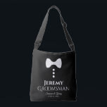 Groomsman White Tie Wedding Swag Bag<br><div class="desc">These fun bags are designed as favours, gifts, or swag bags for wedding groomsmen. They feature an image of a white tie with three buttons and text that reads Groomsman with a space to enter his name as well as the wedding couple's names and wedding date. Great way to show...</div>