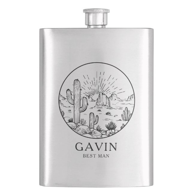 Groomsmen Best Man Personalised Gift With Name Hip Flask (Front)