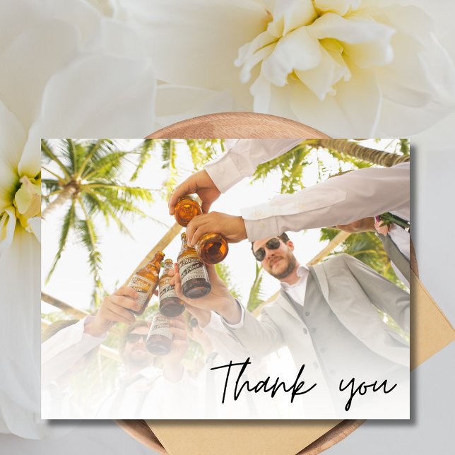 Groomsmen Best Man Wedding Photo Thank You Postcard (Groomsmen Best Man Wedding Photo Thank You Postcard)