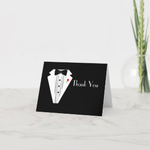 Groomsmen Black Tuxedo Bow Tie Thank You Card