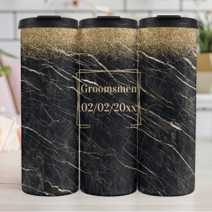 Groomsmen Elegant: Golden Marble Thermal Tumbler