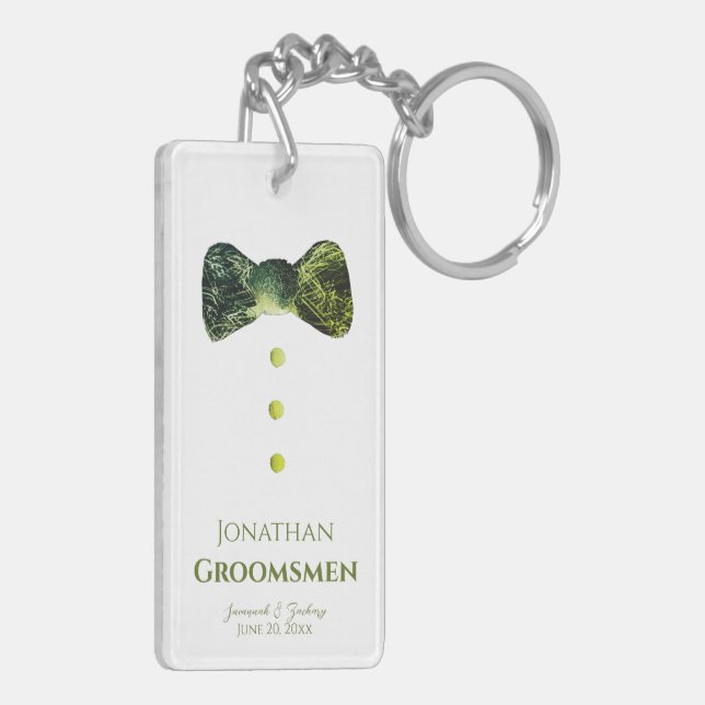 Groomsmen Funny emerald green Tie wedding Key Ring (Back Left)