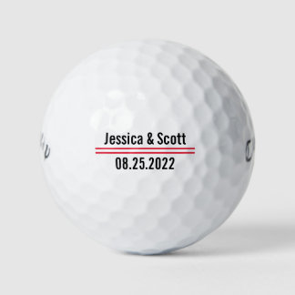 Groomsmen Gift Custom Text Red Lines Golf Balls