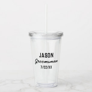 Groomsmen Gift Custom Text Wedding Favour Acrylic Tumbler