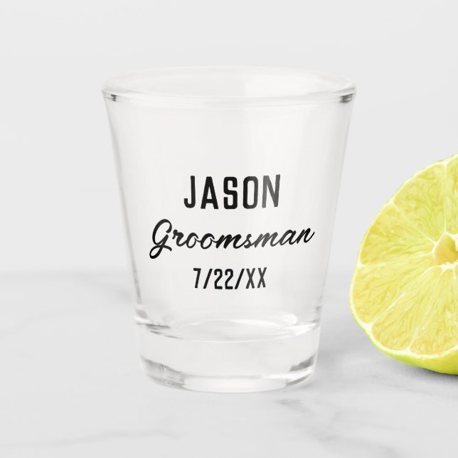 Groomsmen Gift Custom Text Wedding Favour Shot Glass (Front)