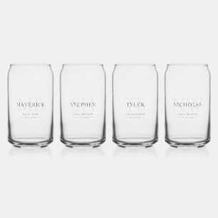 Groomsmen Gift Modern Trendy Monogram Initials Can Glass