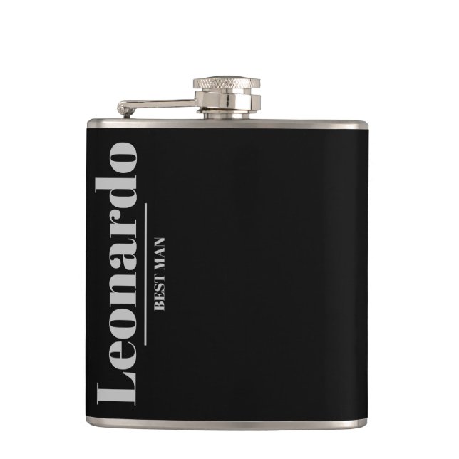 Groomsmen Gift Simple Modern Monogram Name Hip Flask (Front)