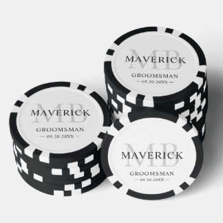 Groomsmen Gifts - Monogram Wedding Favours Best Ma Poker Chips