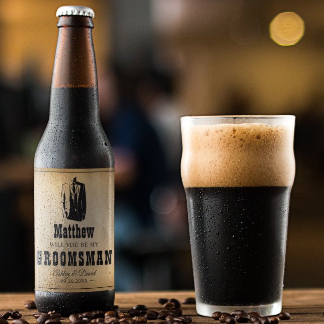 Groomsmen Gifts - Rustic Wedding Favours Western Beer Bottle Label (Creator Uploaded)