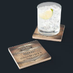 Groomsmen Gifts Stone Coaster<br><div class="desc">Rustic whiskey barrel design featuring bold western typography. Personalise this design with your own text. Further customise this design by selecting the "customise further" link if desired.</div>