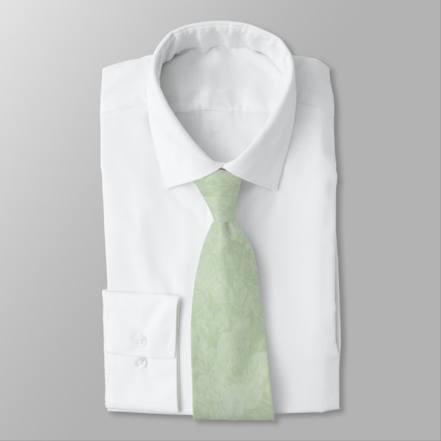 Groomsmen Green Foliage pattern Wedding Tie (Tied)