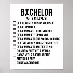 Groomsmen Groom Squat Men Bachelor Supplies Party Poster