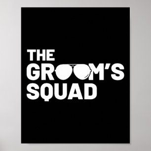 Groomsmen Groom Squat Men Bachelor Supplies Party Poster