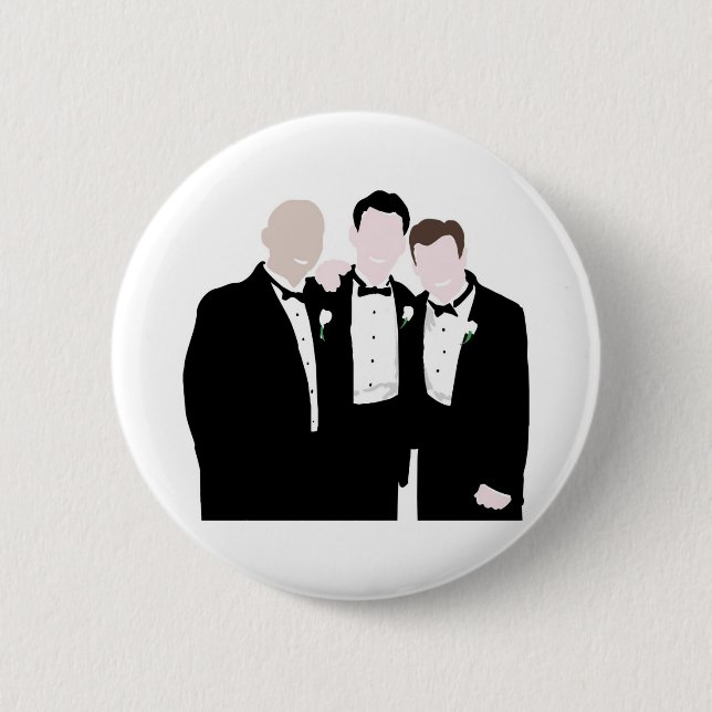 Groomsmen in Black Tie Pose for a Picture 6 Cm Round Badge (Front)