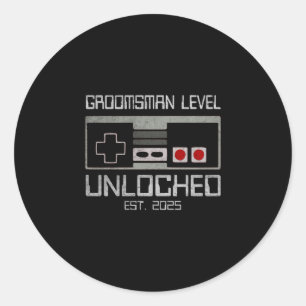 Groomsmen matching bachelor party 2025 gamer classic round sticker