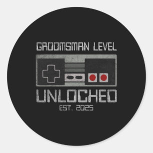 Groomsmen Matching Bachelor Party 2025 Gamer Husba Classic Round Sticker