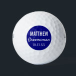 Groomsmen Modern Typography Wedding Favour Golf Balls<br><div class="desc">For the groom who loves to golf!  These golf balls are the perfect favour or gift for the golfer groomsmen in your wedding,  either for your bachelor party or for your wedding day.  Personalise each golf ball with the name of each groomsman and date of your choice.</div>