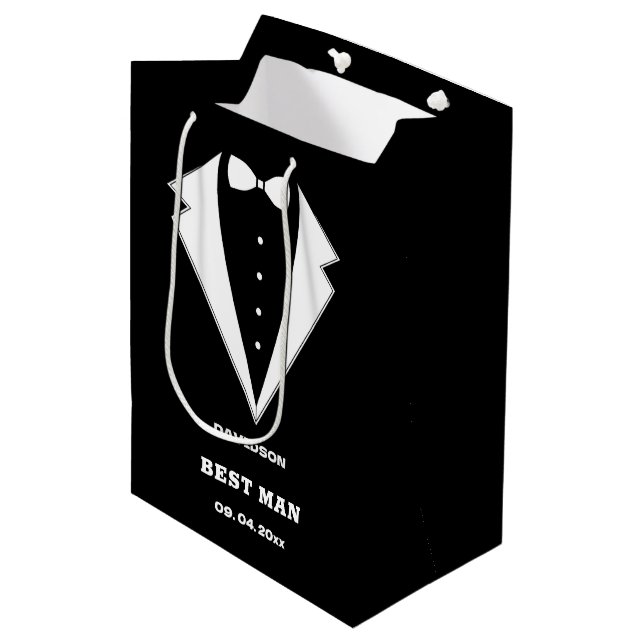 Groomsmen Proposal Bag, Team Groom Personalised  Medium Gift Bag (Front Angled)