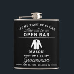 Groomsmen Proposal Flask - Funny Suit Up<br><div class="desc">Pop the question to your groomsmen in style! They will love the creative way you asked them to be a part of your big day! Easily edit most of the wording and the colour!</div>