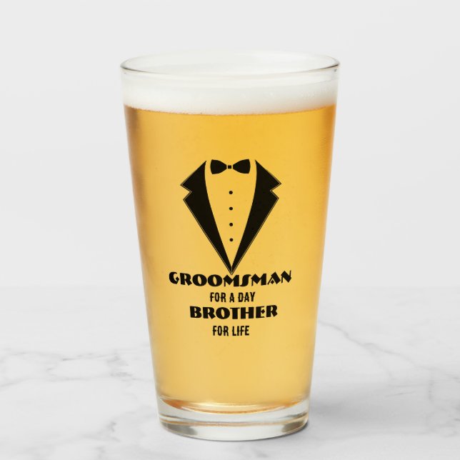 Groomsmen Proposal Glass, groomsman for a day  Glass (Front Filled)
