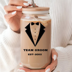 Groomsmen Proposal Glass, Team Groom Personalised  Can Glass